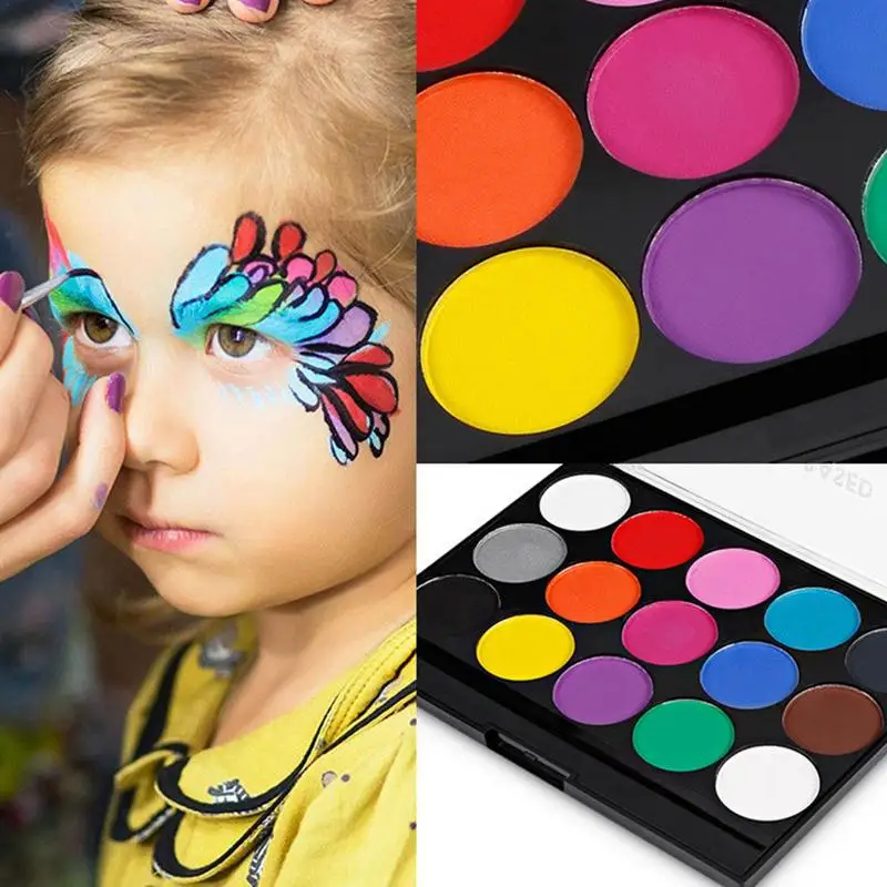 Face Paint Palette Water Soluble Face Paint Kit 15 Colors Face