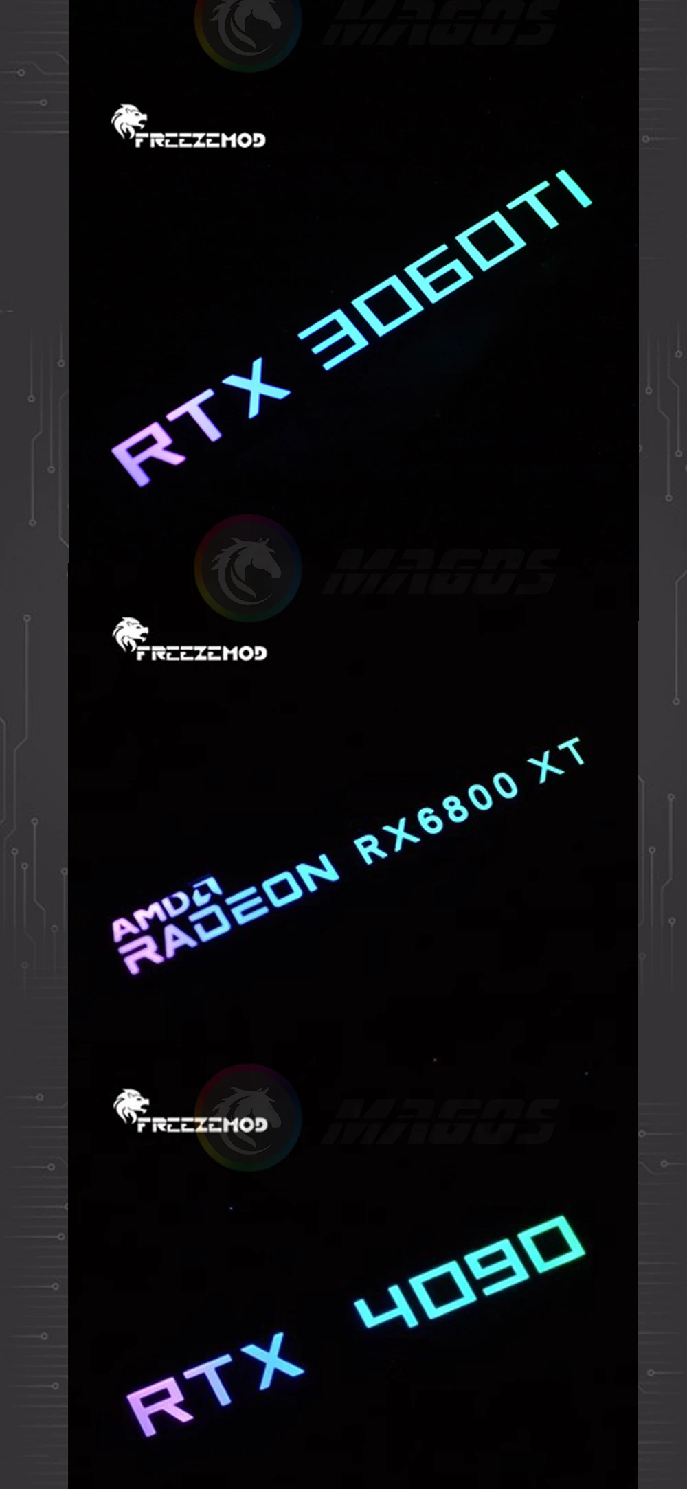 FREEZEMOD-Placa gráfica de painel lateral, RGB, RTX