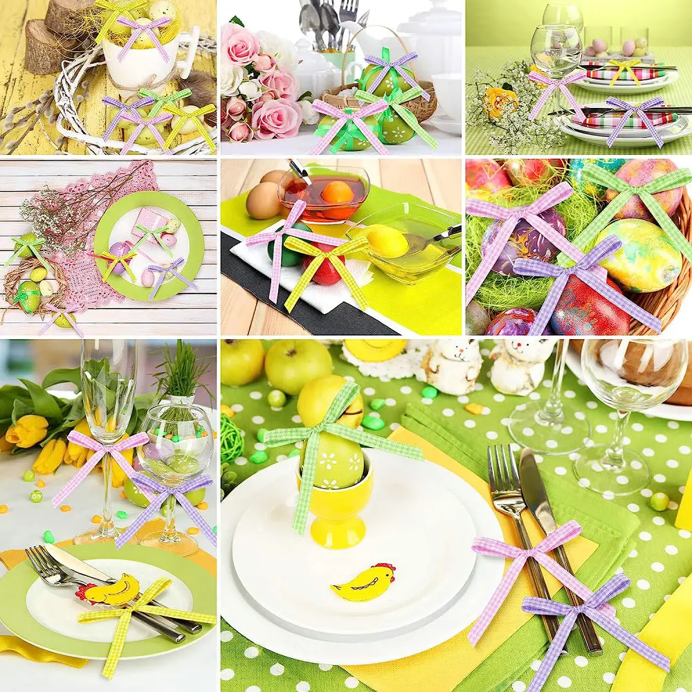 Gingham Ribbons 5 Yards for Wedding Christmas Party Decorations Gifts Wrapping DIY Bow Hair Craft Plaid Ribbons