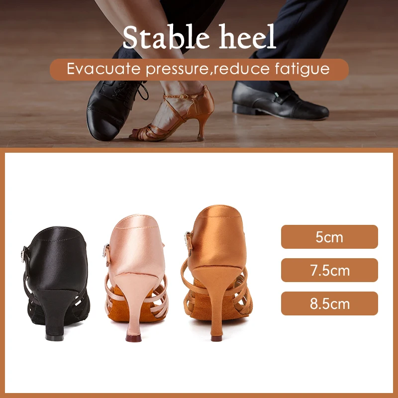Ballroom Latin Dance Shoes for Women Girls Ladies Tango Salsa High Heels Dancing Shoes Indoor Satin Silk 7/5CM dance shoes