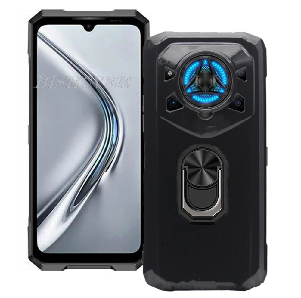 Ultra Protective Soft Silicone Cover with Ring Holder Bracket for Doogee Blade 20 Series Smartphones