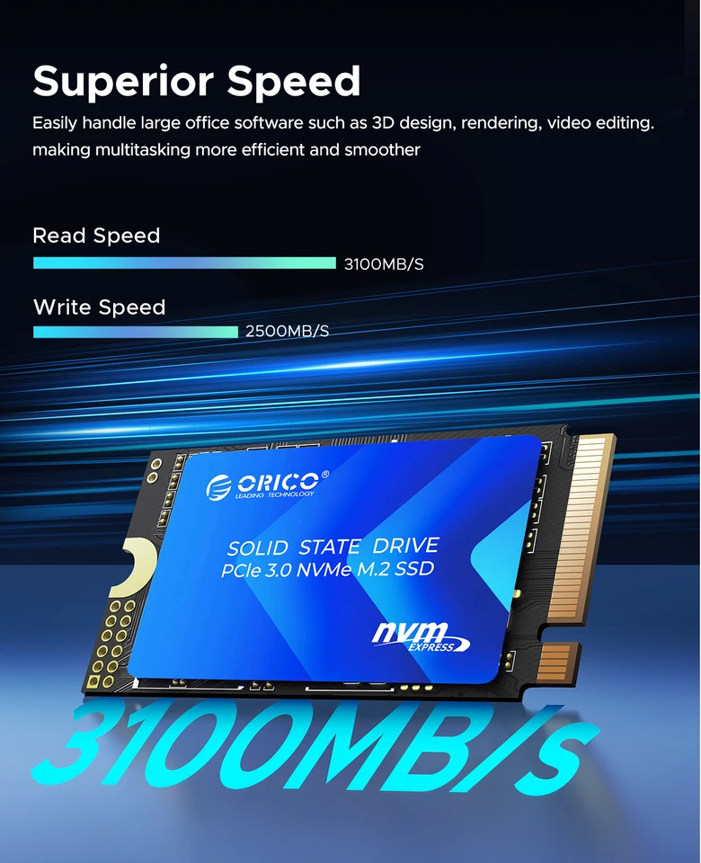 ORICO M.2 2242 1TB SSD NVMe PCIe3.0 Gen 3x4 Internal Solid