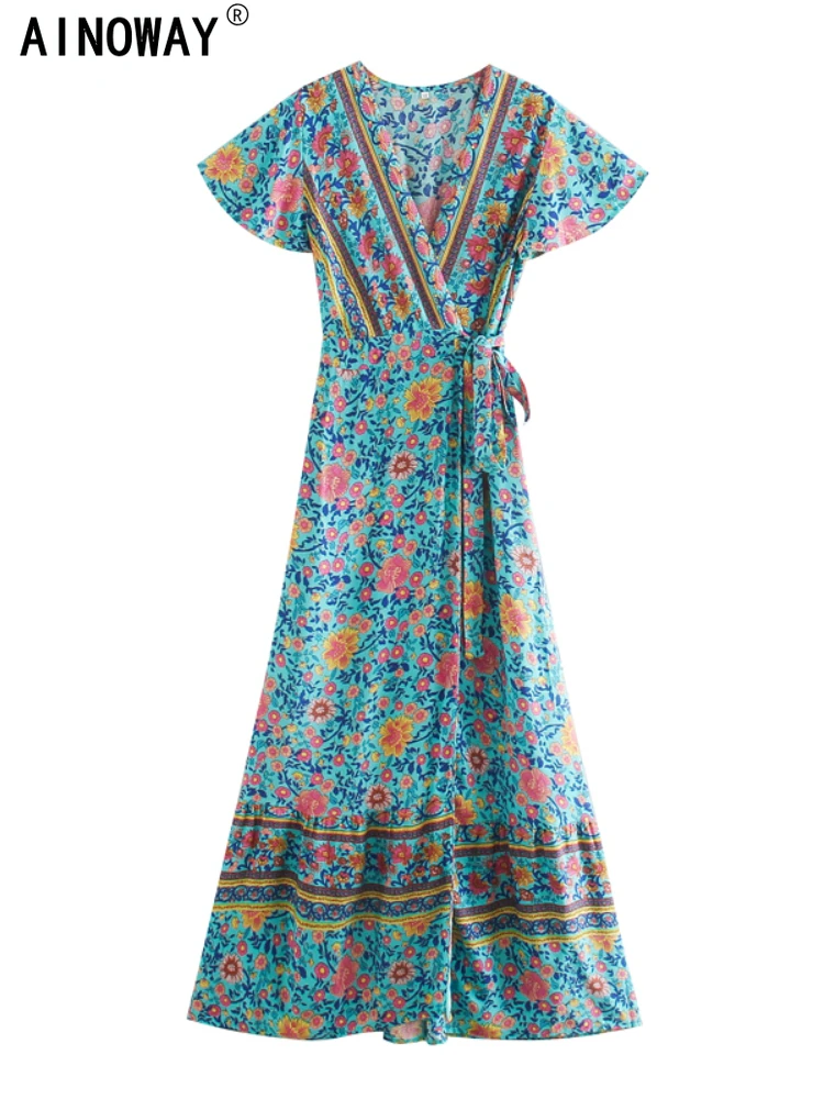 chinese dress ladies Women's Dien Nien Halter Neck Cotton Rayon Maxi Dress S/M/L/Customize Vivid  Red/Cream MEAN BLVD