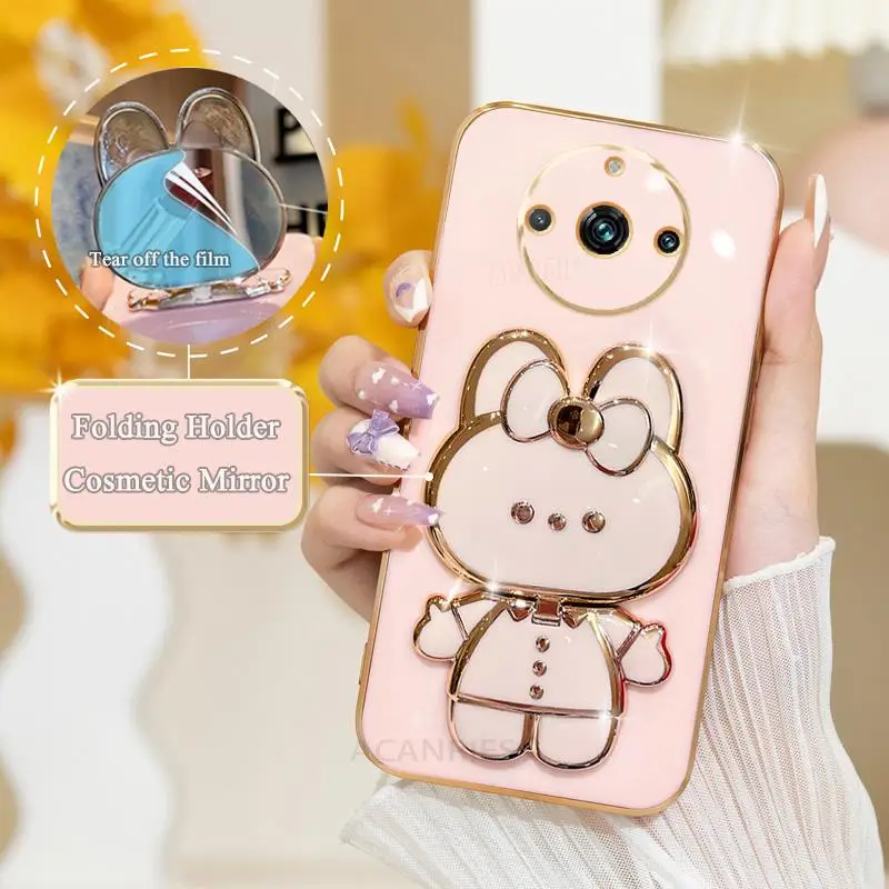 Luxury Plating Mirror Holder Silicone Stand Case