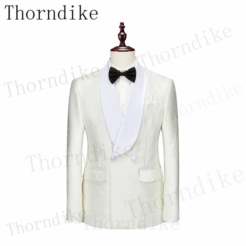 Men Thorndike Fashion Business Double Breasted Suit 3 Pieces Blazers Jacket Pants Trousers Slim Wedding