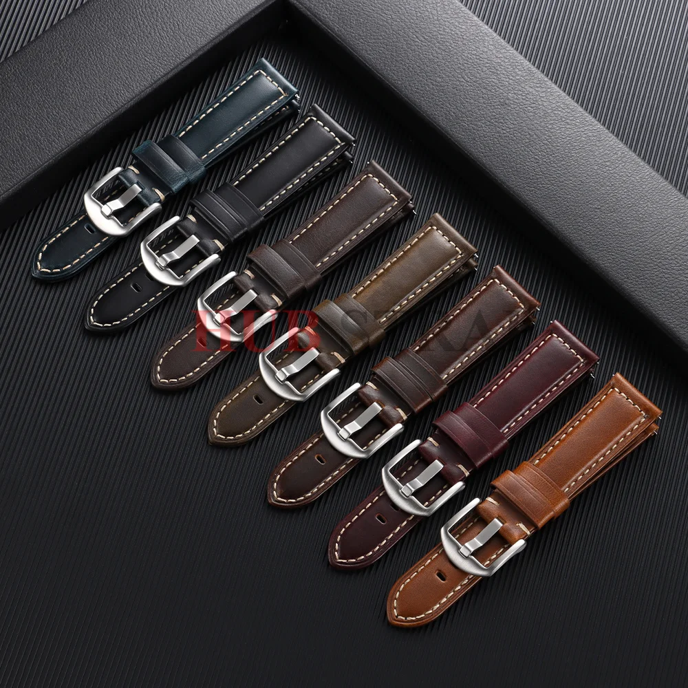 Vintage Leather Oil Wax Discoloration Watchband - Universal Replacement Sport Strap