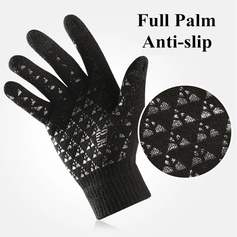Winter Men Knitted Gloves Touch Screen Non-slip Rubber High Quality Male Gloves Thicken Warm Autumn Men Mittens warm gloves full finger gloves male gloves