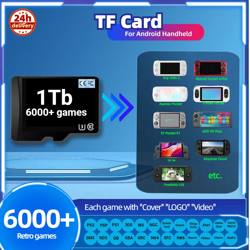 TF Game Card For Any Odin 2 Retroid Pocket 4 Pro Ayaneo Pocket Pimax Portal KTR1 TJD T80 GPD XP