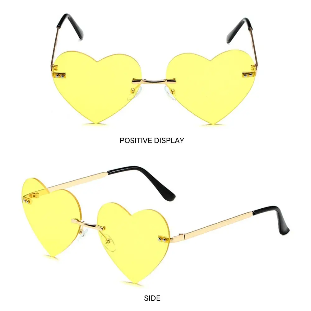 Occhiali da sole senza montatura a forma di cuore Occhiali da sole in metallo da addio al nubilato per donna Occhiali alla moda a forma di cuore Occhiali hippie alla moda per_voghion.com
