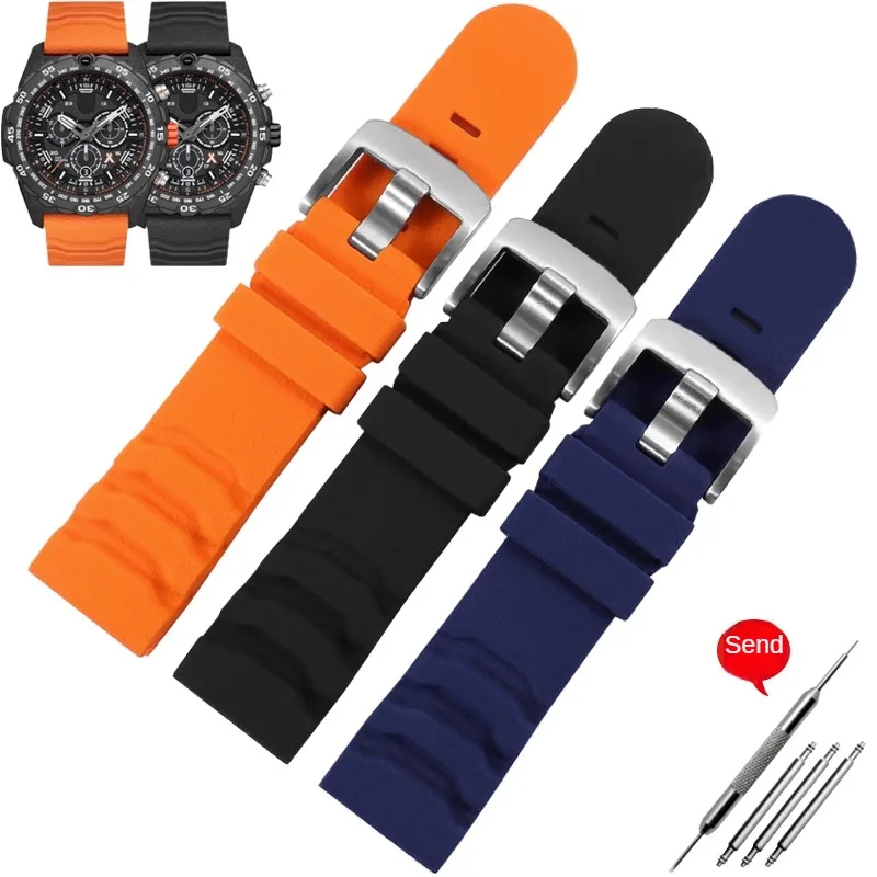 

Flat Interface Rubber Watch Strap With Adapter 3749 3741 3723 3729 Series Waterproof Silicone Watchband For Men With 24mm.