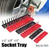 3Pcs Black/Red Socket Organizer Tray For 1/2" 3/8" 1/4" Socket Holder Home Sleeve Storage Rack Garage Tray Tool 1