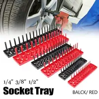 3Pcs Black/Red Socket Organizer Tray For 1/2" 3/8" 1/4" Socket Holder Home Sleeve Storage Rack Garage Tray Tool 1