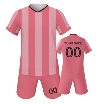 Custom Kids Soccer Jersey Set Personalized Pink Football Kit with Name Number Soccer Team Training Uniform for Boys Girls 3-14Y 1