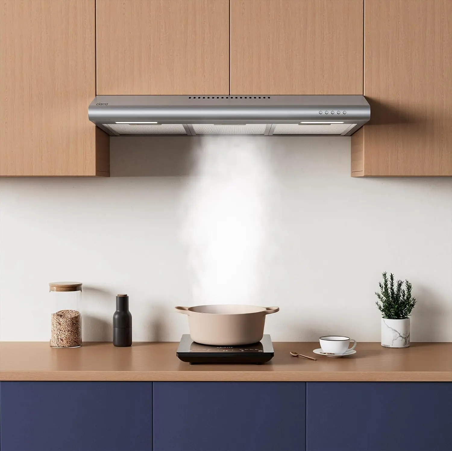 Hood 30 inch Under Cabinet Ductless Vent Hood for Kitchen Stove with 3 Speed Exhaust Fan in Stainless Steel