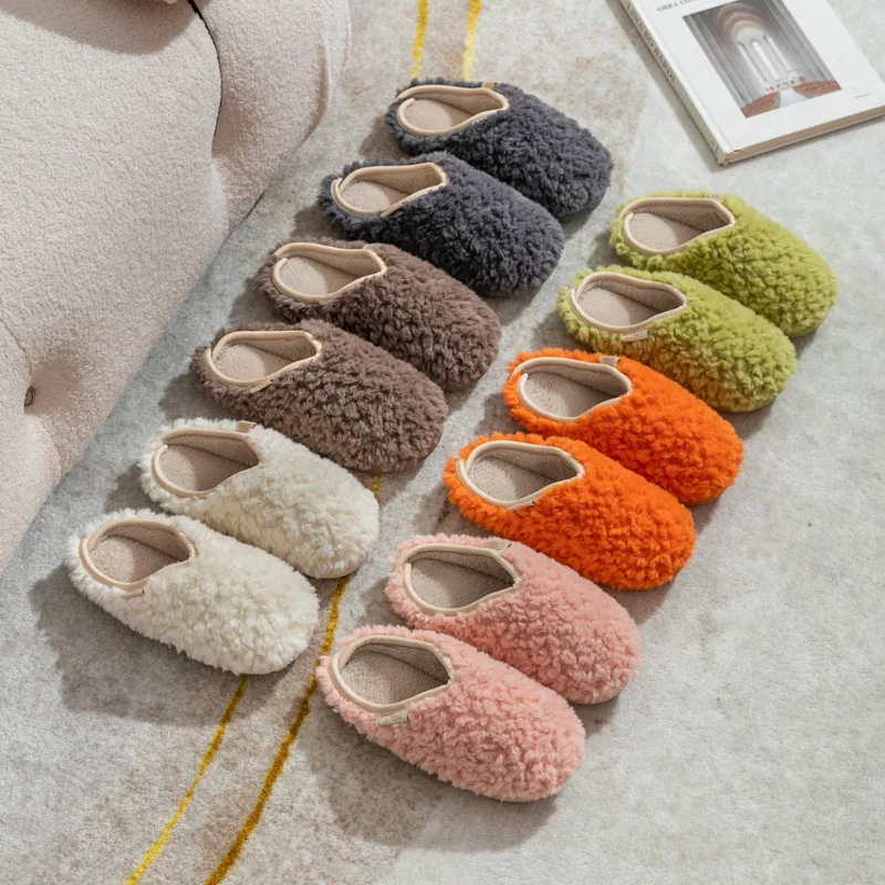 Crestar Warm Fluffy Women Slippers Winter New Indoor Soft Sole Fuzzy Bedroom Flat Slides Non-slip Fleece Lind Fur House Slippers 5