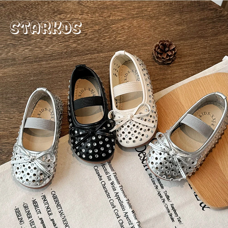 

Luxury Rhinestone Covered Ballet Flat For Kid Girls Summer Breathable Cut-out Ballerina Shoes Baby Bing Crystal Dress Zapatos