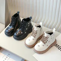 2024Autumn and Winter New Kids Fashion Embroidery Cherry Short Boots Korean Style Girls Versatile Soft Sole Child Casual Boots 2