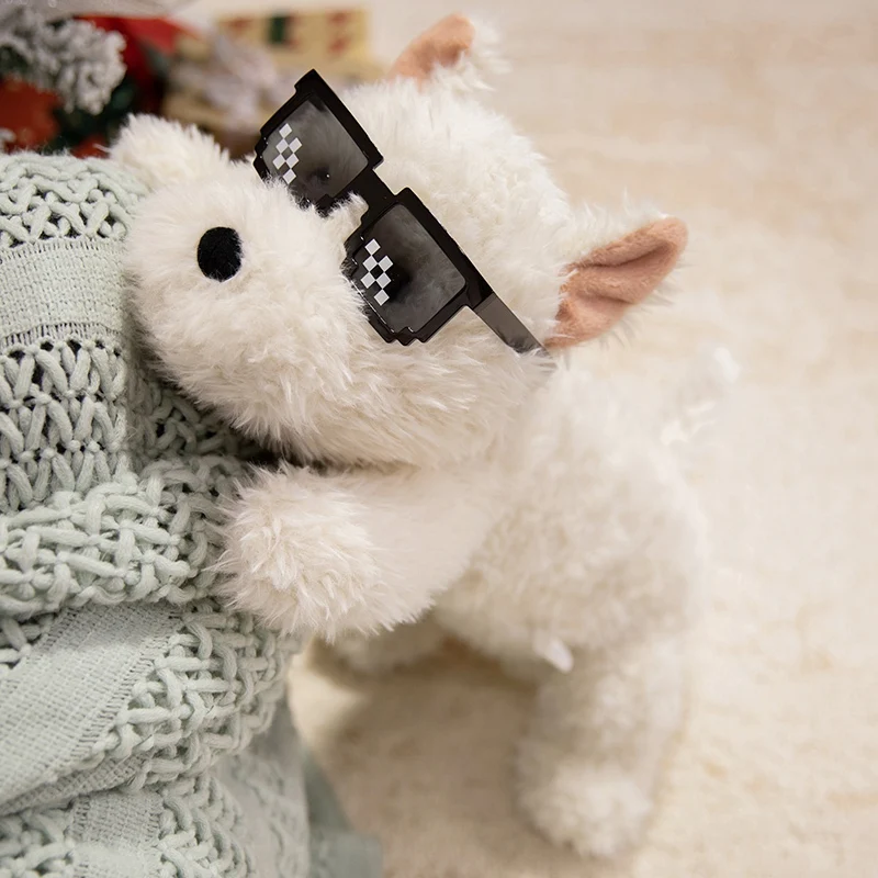 Plush Toy 42cm West Highland Terrier Puppy Fluffy Hair Lifelike Animal Appease Doll Pillow
