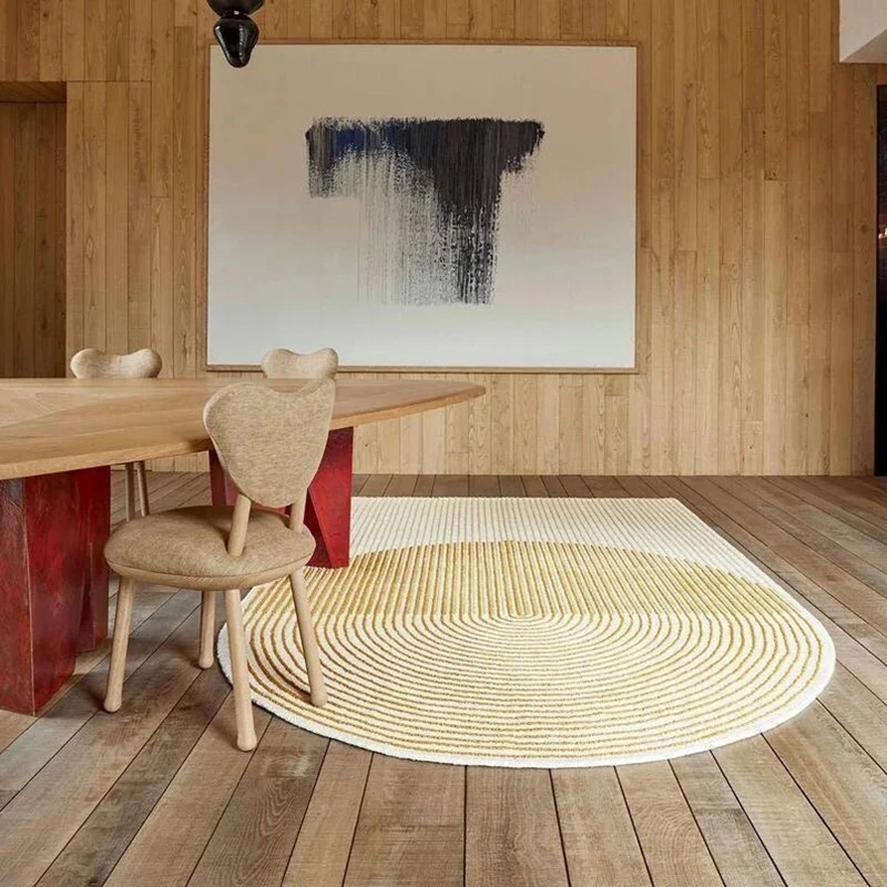 

Simple lines Japanese -style round diameter rugs, art floor rugs, beige Rugs, bedside Rugs，Household Items, Housewarming Gifts