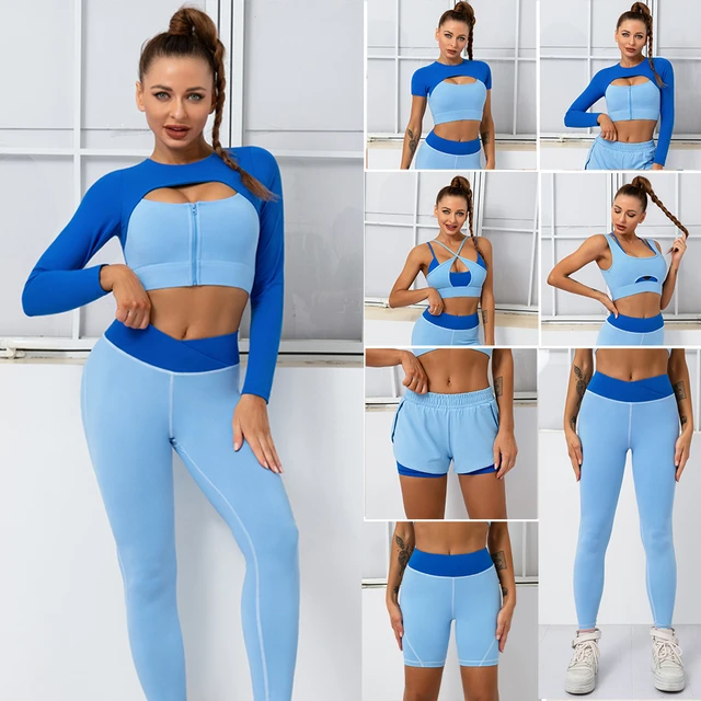 Sexy Long Sleeve Sports Tops Women Zip Fitness Yoga Shirt Gym