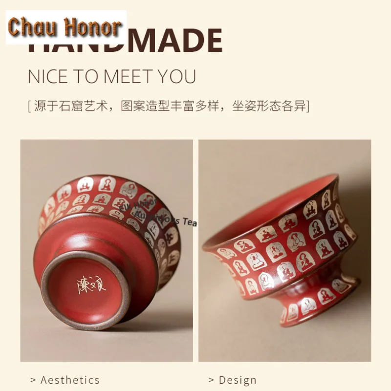 Old Rock Mud Buddha Tea Set Complete Set Aesthetic Tea Ceremony Set Household Tea Brewing Teapot And Tea Cup Set Tea Items Craft