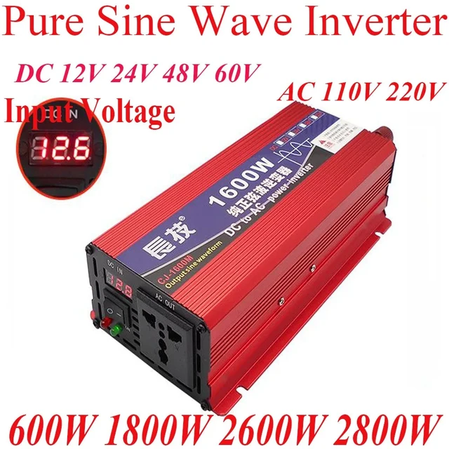 RV Power Inverter 2600 W 12V 24V 48V 60V dc to 220V ac Converter