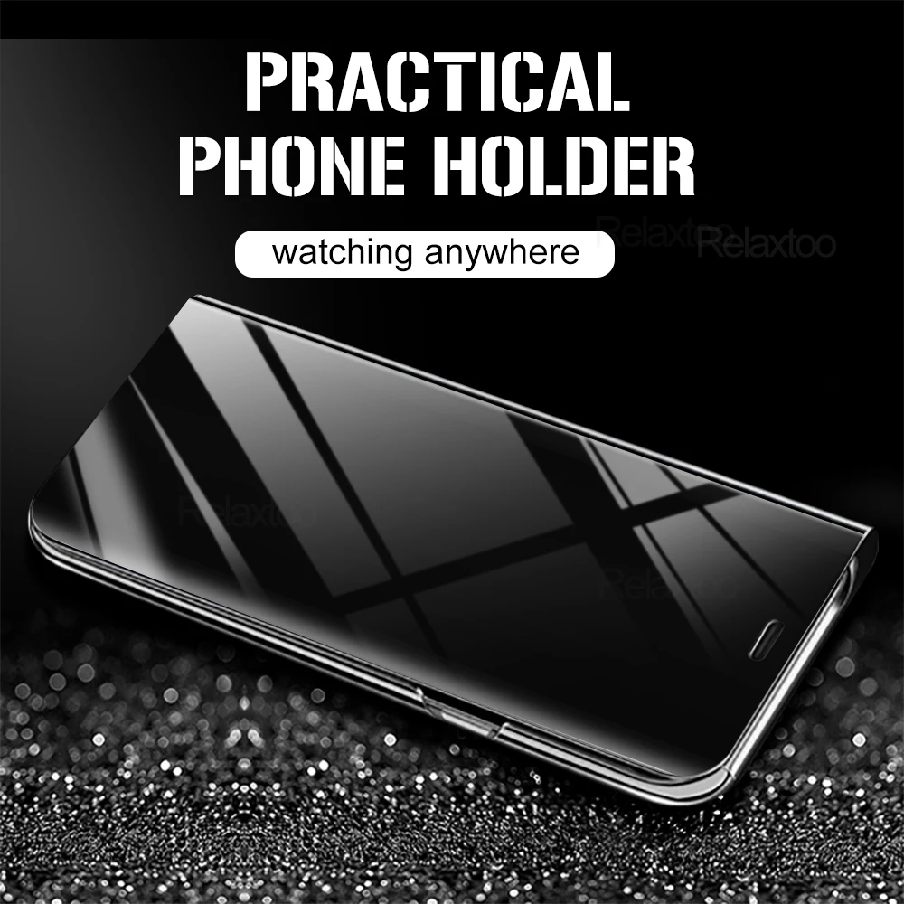 Mirror Cover Smart View Leather Magnetic Book Stand Case - Reflective Design and Durable Protection