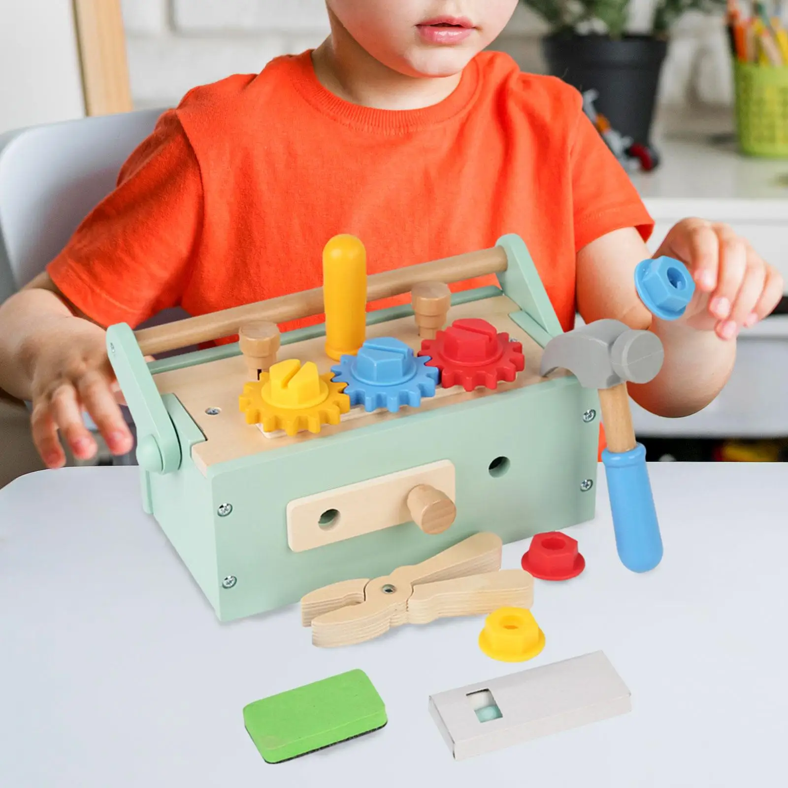 

Wooden Tool Toy Educational Tool Set Toddler Wooden Tool Toys with Tool Box