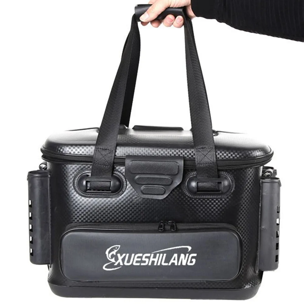 Portable EVA Fishing Rod Bag Bucket Suitcase Live Fish Box Camping Water Container Basin Tackle Storage Case Waterproof Shoulder