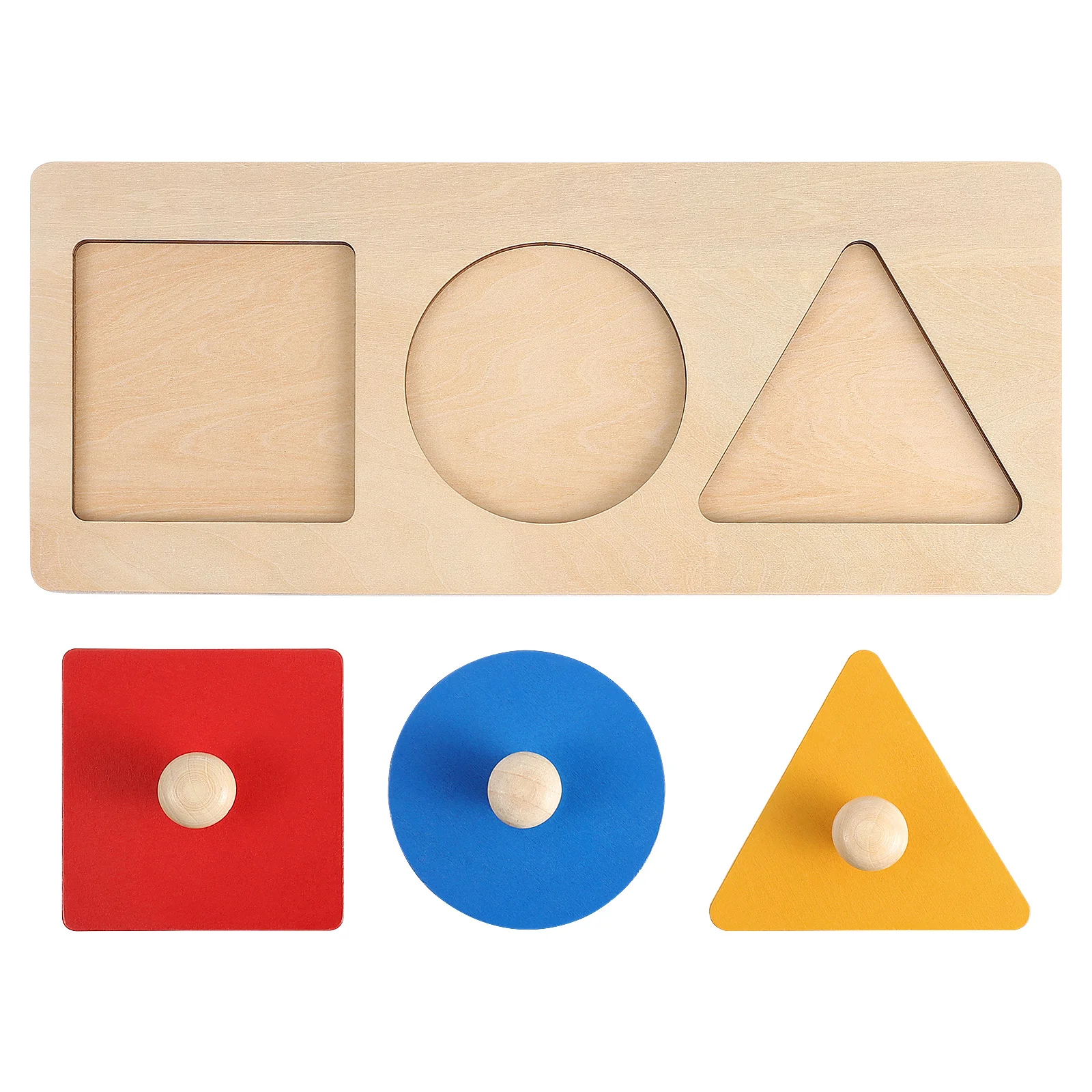 

Geometric Panel Wooden Geometry Puzzle Infant Toys Mini Jigsaw Knob Bamboo Colors & Shape Recognition Baby Boy