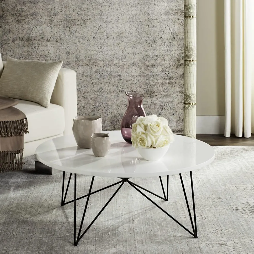 

Coffee table, modern white painted circular coffee table, suitable for coffee tables in living rooms and study rooms