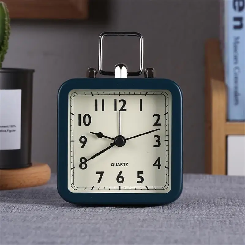 Small Metal Alarm Clock Simple Digital Alarm Clock Bedroom Bedside Silent Desk Time Clock Watch Home Decoration