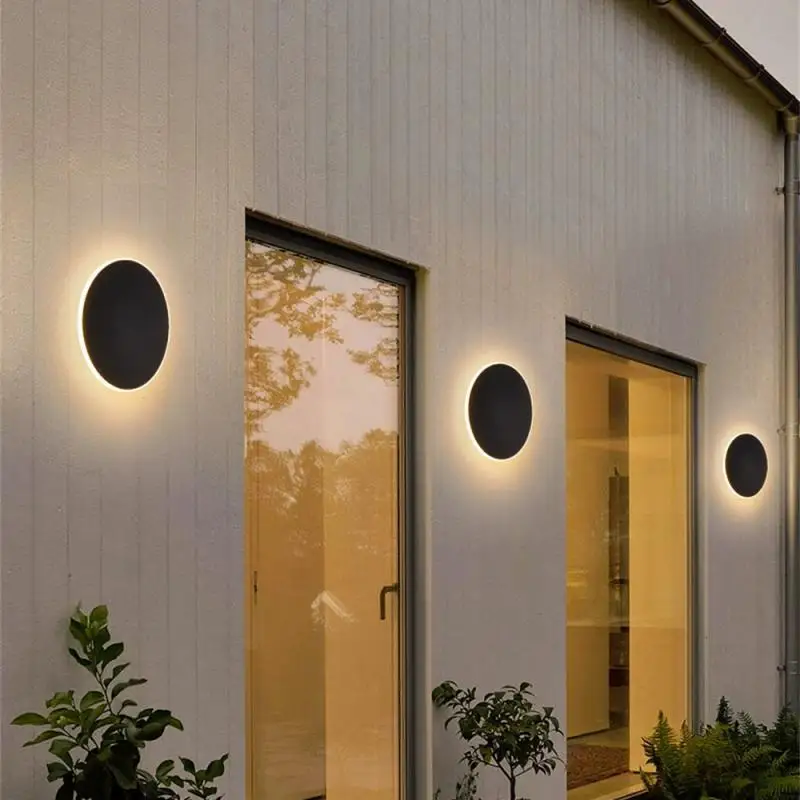 

LED Nordic Round Wall Light Outdoor Waterproof Porch Lamp Entry Corridor Aisle Wall LED Lighting Sensor Light