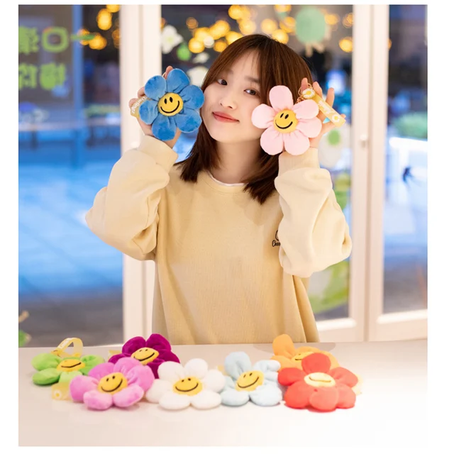 15cm Cute Smiley Flower Pendant Japanese Style Plush Toy Kawaii Flowers Doll Bag Pendant Keychain Home Decor Gifts Child Girl 4