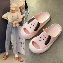 

2022 summer sandals and slippers female Korean version cartoon puppy Baotou slippers soft bottom comfortable casual beach shoes
