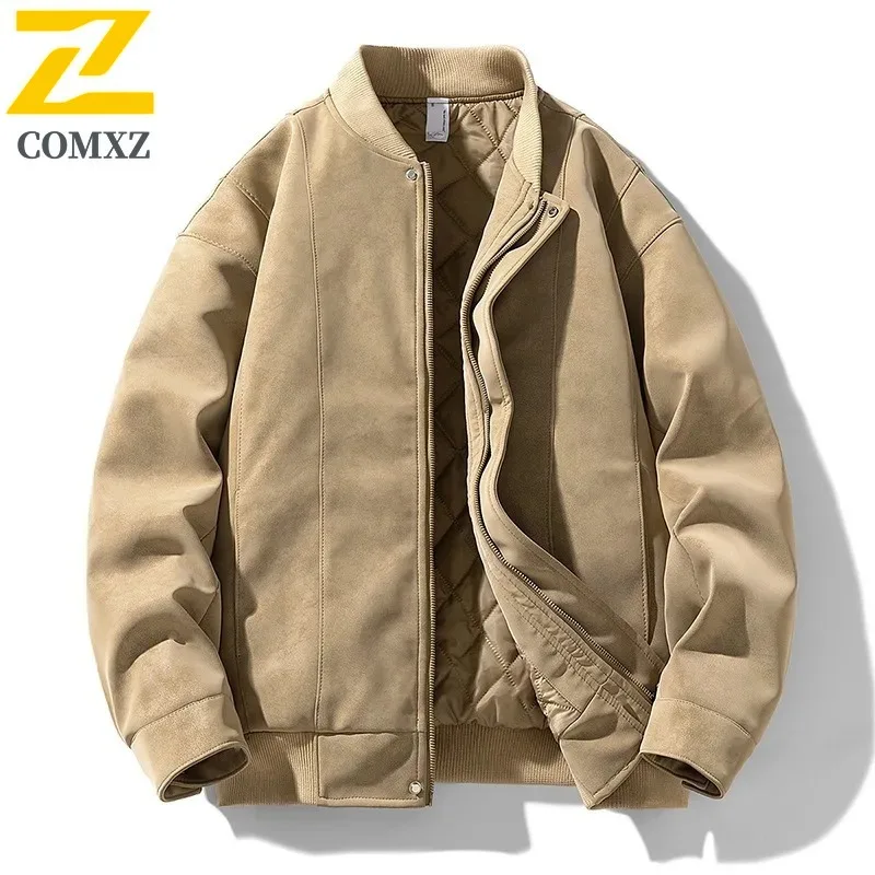 COMXZ 2025 New Men's Graphene Puffer Jacket Loose Stand Collar Short-Sleeve Warm autumn winter Windproof Casual Sport Outerwear