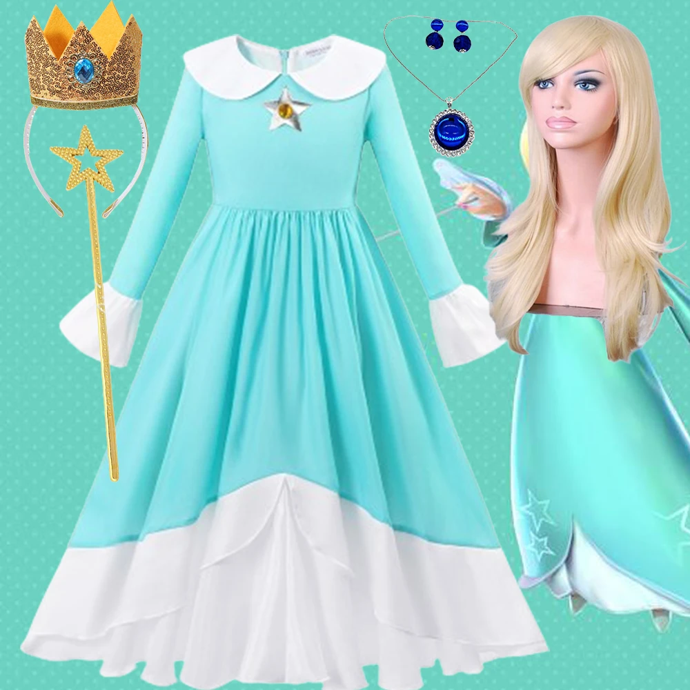 Peach Princess Dress Girl Galactic Princess Rojeta Costume Cosplay Per Kid Carnival Birthday Party Dress Up A Ball Peach Costume