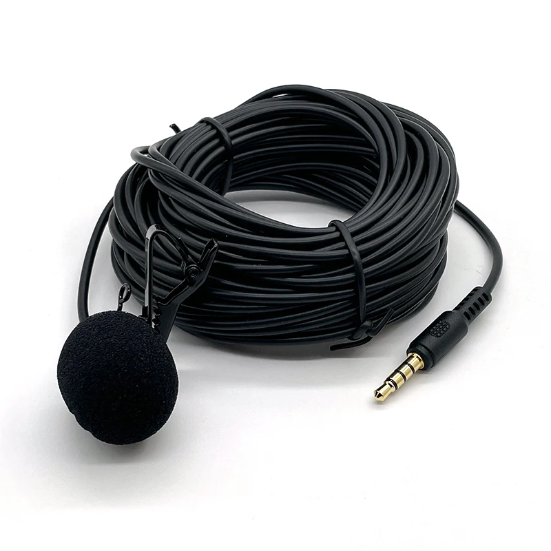 10m Extended Cable Lavalier Microphone Outdoor Live broadcasting Microphone Collar Clip Mic for Amplifier Mobile Phone mic stand Microphones