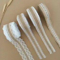 2M 5M Natural Jute Burlap Ribbon Rustic Vintage Wedding Decor Hessian Lace Jute Roll Merry Christmas Party Supplies DIY