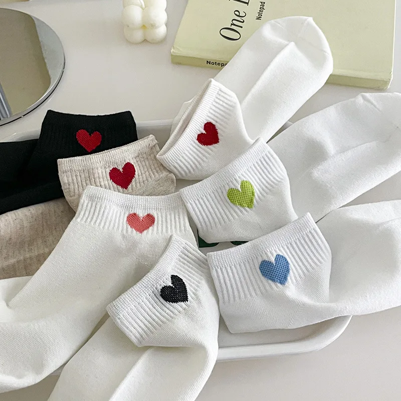 

Носки женские хлопковые, подарок для девушек, однотонные, с принтом Love, мягкие, с низким вырезом, милая Дамская модель в Корейском стиле, весна-лето