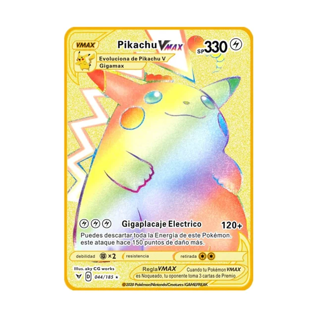 Pokemon Gold Card Metal Card Game Anime Battle Pokemon Gold Spanish Kaarten Charizard Pikachu Game Collection Cards Gift Kids X8