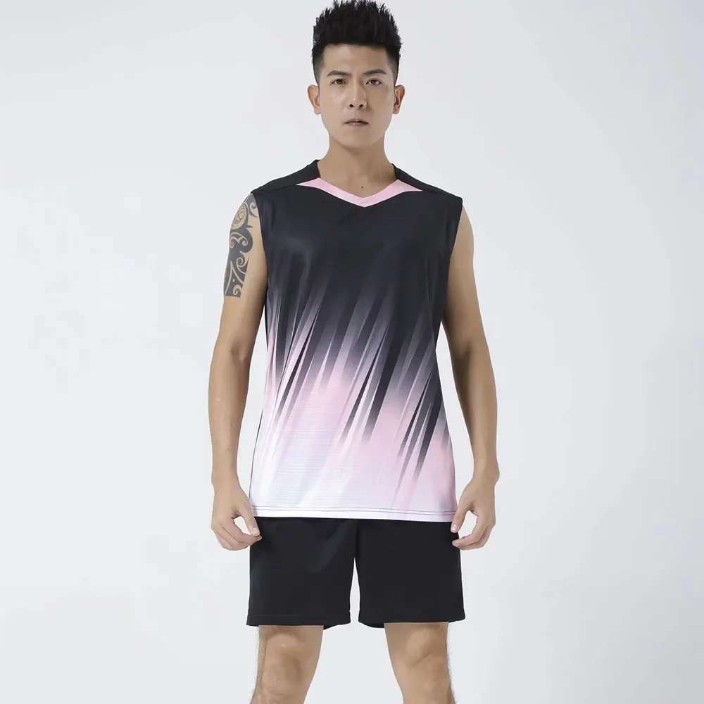 volleyball shirts Men Badminton Shirt pingpong sleeveless T Shirts Table Tennis Set Team Game Running Sport Fitness Gym