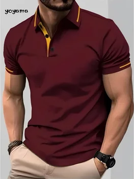 Fashion Men's Polo Shirt Simple Solid Color Short-Sleeved Polo Shirt Breathable Lapel Tops Summer Men's Business Casual Clothing