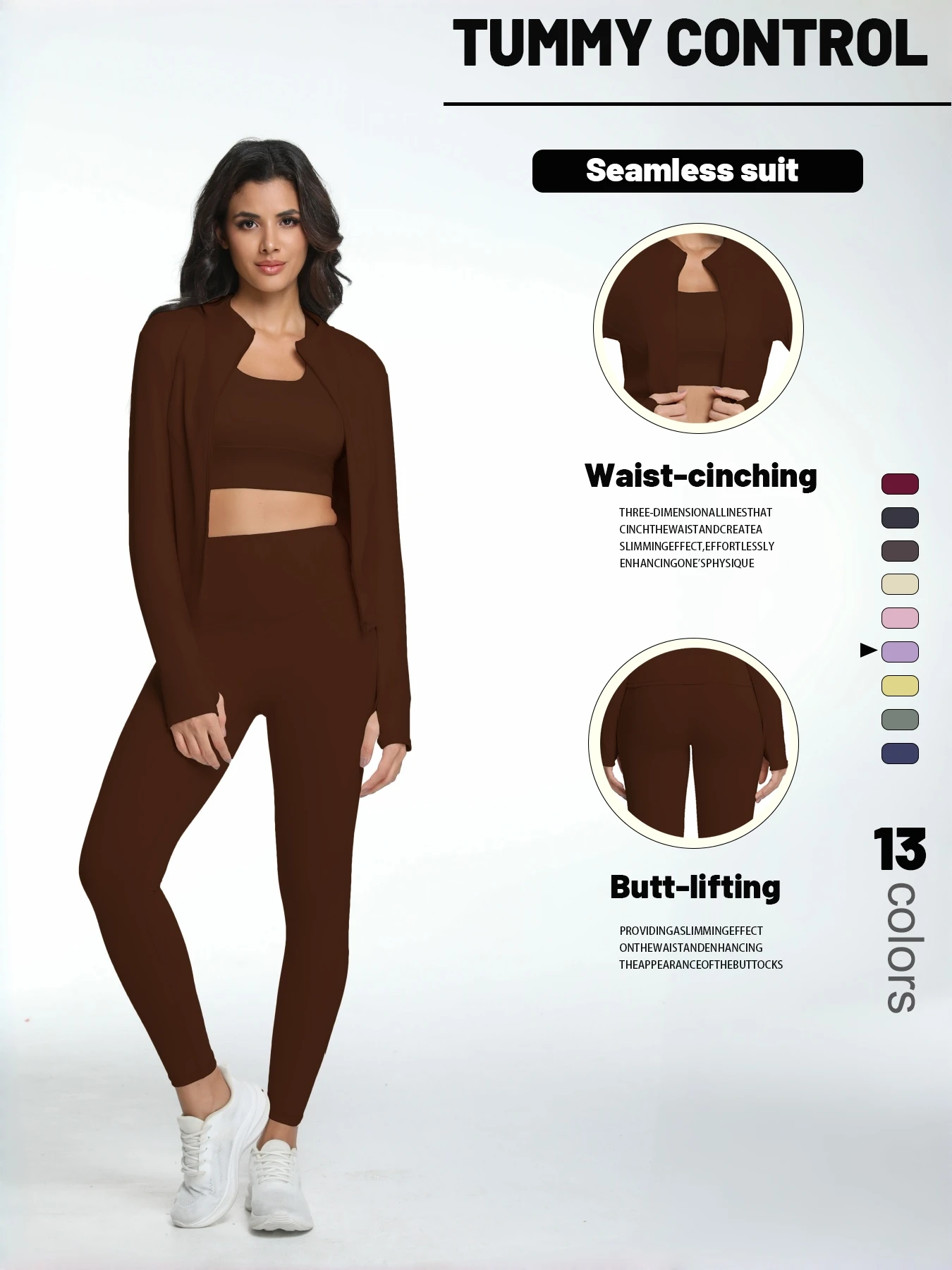 Women's Zipper Long Sleeve Top High Waist Leggings Active Wear Set - Image 4