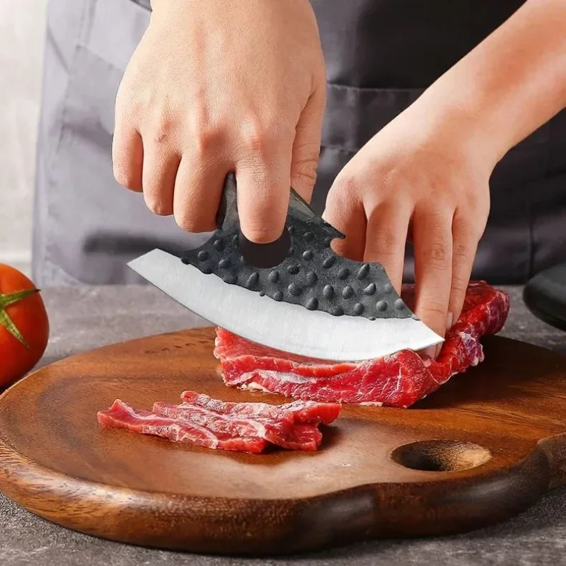 Фото Кухонный нож для мясника, кованый ручной клинок, нарезка мяса, овощей, фруктов, рыбы №4