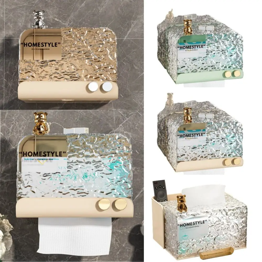 Punch-free Wall Tissue Box Waterproof Wall-mounted Tissue Roll Dispenser Multi-purpose Space Saving Tissue Hanger Bathroom
