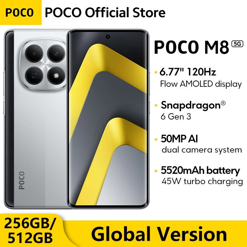 グローバル版 POCO M8 5G スマートフォン 256GB 512GB Snapdragon ® 第