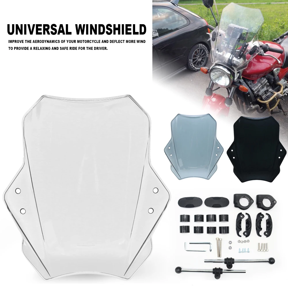 

Universal Motorcycle Windscreen Windshield Covers Screen Smoke Lens Motorbikes Deflector For BMW R1150R R1200R S1000R