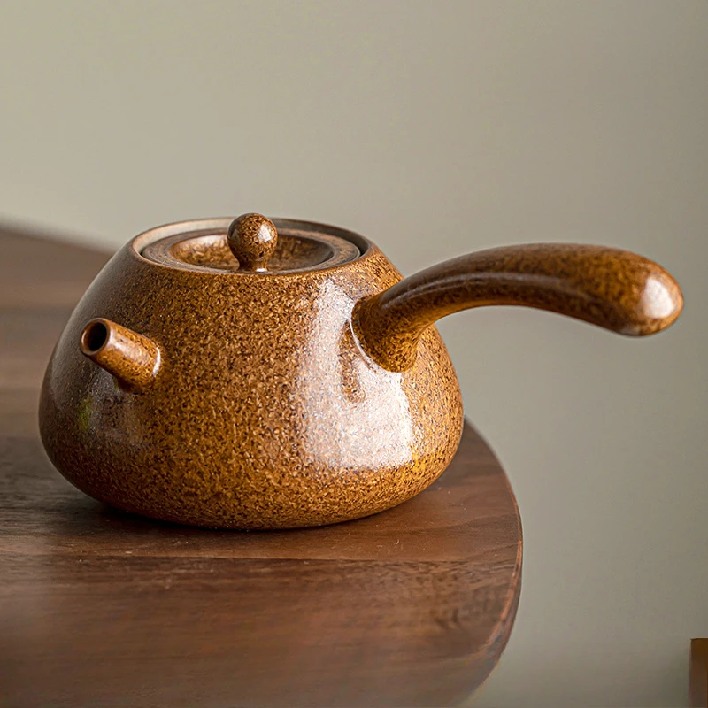 Teapot single pot to make Household ceramic retro handmade high-end tea set Tea room meeting guest Kung Fu tea setutensils