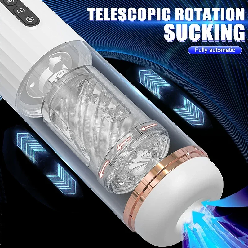 Masturbators for Men Automatic Sucking Telescopic Rotating Male Masturbator Cup Real Vagina Pocket Pussy Blowjob Machine Sex Toy